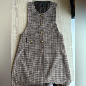 Houndstooth Dress with Gold Button
